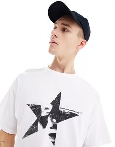 Белая оверсайз-футболка со звездами спереди ASOS Design