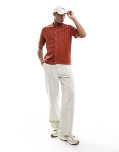 Рубашка плотной вязки Cotton On ржаво-красного цвета с сетчатой ​​строчкой Cotton:On