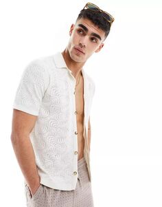 Белая рубашка в ажурную полоску с воротником с лацканами Only &amp; Sons