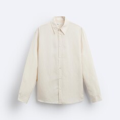 Рубашка Zara Viscose/linen Blend, белый