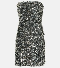 Мини-платья с пайетками Rotate Birger Christensen, серебро