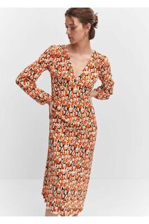 Платье с узором пейсли Mango, оранжевый