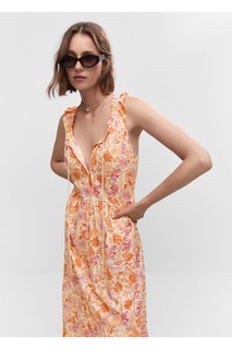 Платье-стринг с цветочным принтом Mango, оранжевый