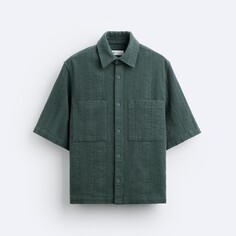 Рубашка Zara Geometric Jacquard, зеленый