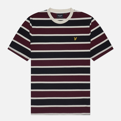 Мужская футболка Lyle & Scott Stripe Relaxed Fit, цвет бордовый, размер XL