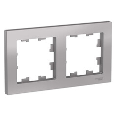 Рамки для розеток, выключателей, накладки декоративные рамка 2 поста SYSTEME ELECTRIC Atlas Design алюминий
