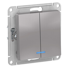 Выключатели встраиваемые выключатель 2-клавишный SYSTEME ELECTRIC Atlas Design с/и алюминий