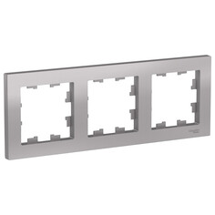 Рамки для розеток, выключателей, накладки декоративные рамка 3 поста SYSTEME ELECTRIC Atlas Design алюминий