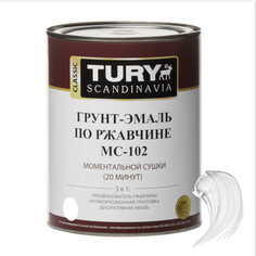 Краски и эмали по металлу и ржавчине грунт-эмаль алкидная TURY MC-102 3в1 по ржавчине быстросохнущая 0,9кг белая, арт.ГрЭМС102Б