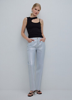 Прямые джинсы с эффектом металлик, Белый Ostin