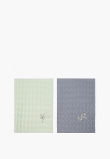 Набор полотенец кухонных Bellehome вафельных Lunaria с вышивкой 50х70 2 шт