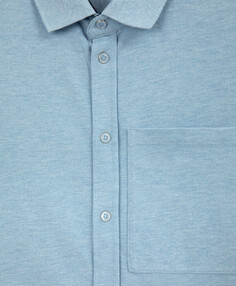 Рубашка с длинным рукавом из пике с застежкой на кнопки, голубая, Gulliver (122)