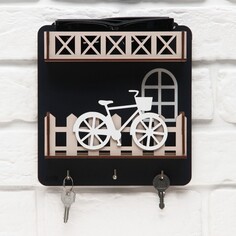 Ключница настенная с полкой и карманом, велосипед, 19,2 х 20 см. Семейные традиции