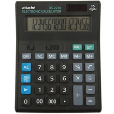 Калькулятор настольный полноразмерный attache economy 16 разр., черный