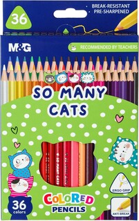 Карандаши цветные so many cats деревянные трехгранные, 36 цветов в наборе MG