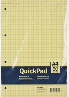 Сменный блок блокнот 60л,кл,а4,yellow pad,склейка,тон.блок 70г/м Attache Selection