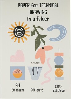 Папка для черчения kroyter а4,20л,блок ватман 200г,modern, 64720