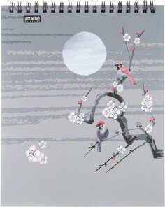 Блокнот а5 80л,японский сад,птица,клетка,обл.тв картон,мат.лам,черн.спир Attache Selection