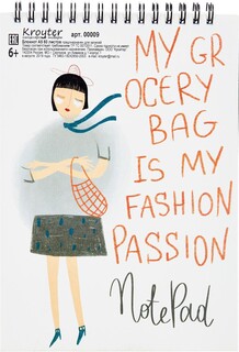 Блокнот kroyter а5,60л,клетка,гребень,тверд.подложка в тренде 00009