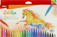 Фломастеры deli ec10020 colorun вентилируемый 24цв/наб