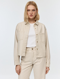 Укороченная джинсовая рубашка с металлизированным эффектом