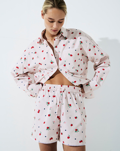 Шорты из хлопка с кружевом молочного цвета 2Mood