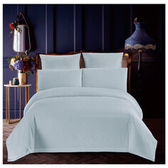 Комплекты 2-спальные постельное белье 2сп COTTONIKA сатин-страйп 2 нав.50х70см голубое, арт.2,0сп5х7стр.гол