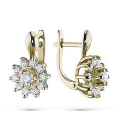 Серьги из желтого золота с бриллиантами э0301сг04202940 ЭПЛ Даймонд