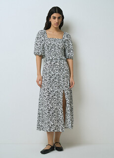 Юбка миди А-силуэта с разрезом, Белый O'stin