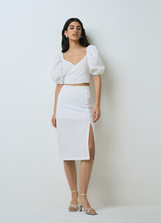 Юбка миди с пуговицами, Белый O'stin