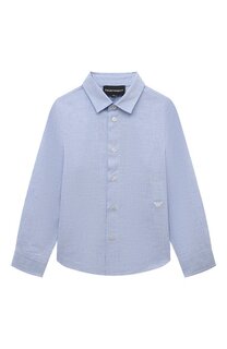 Рубашка из хлопка и льна Emporio Armani