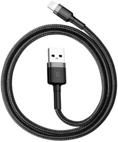 Кабель интерфейсный Baseus CALKLF-CG1 USB Type-A - Lightning 1.5A, нейлоновая оплётка, 2m gray+black