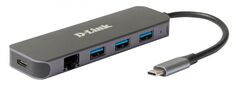 Док-станция D-link DUB-2334/A1A USB Type-C, 3*USB 3.0 Type-A, USB Type-C/PD 3.0, Ethernet