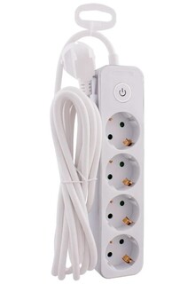 Удлинитель сетевой Старт С/У S 4x3 - ZDV M колодка на 4 розетки,3 м, провод ПВС с сечением 3*1 мм², с заземлением, с кнопкой, 3680 Вт, 16 А, с защитны