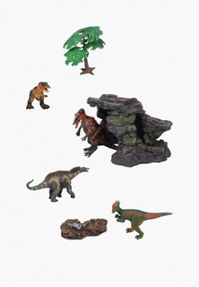 Набор фигурок Masai Mara Динозавры серии "Мир динозавров": набор из 7 предметов со скалой