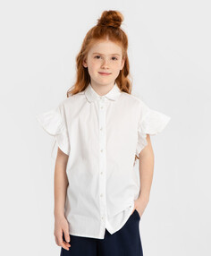 Блузка с короткими рукавами-бабочками белая Button Blue (134)