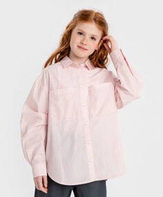Блузка с длинным рукавом в мелкую полоску розовая Button Blue (146)