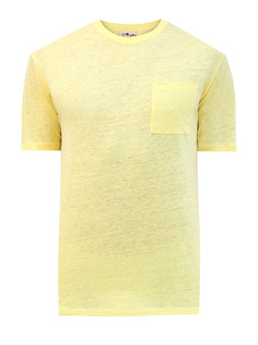 Льняная футболка с накладным карманом и вышивкой St. Barth
