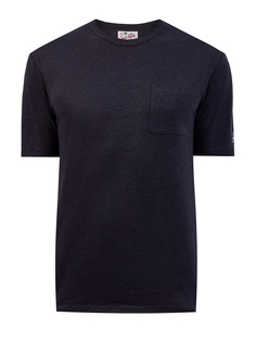 Однотонная футболка из льняной ткани с контрастной вышивкой MC2 Saint Barth