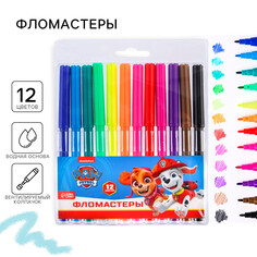 Фломастеры, 12 цветов, paw patrol