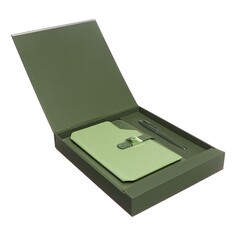 Органайзер на кольцах а6+, 80 листов, кожзам, c хлястиком, линия, с ручкой, в подарочной коробке, зеленый Calligrata