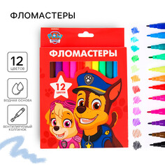 Фломастеры, 12 цветов, в картонной коробке, paw patrol