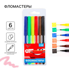Фломастеры, 6 цветов, тачки Disney