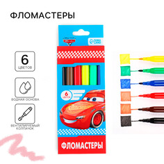 Фломастеры, 6 цветов, в картонной коробке, тачки Disney
