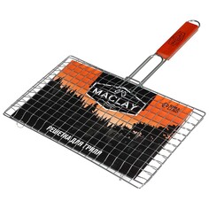 Решетка гриль maclay, универсальная, хромированная сталь, 45x34 см, рабочая поверхность 34x21 см