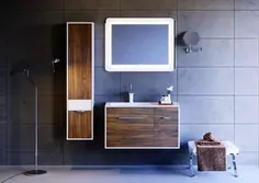 Комплект мебели крафт темный/белый глянец 91,8 см Aqwella 5 Stars Malaga Mal.01.09/L/CD + Mal.09.04.D-L + Mal.02.09
