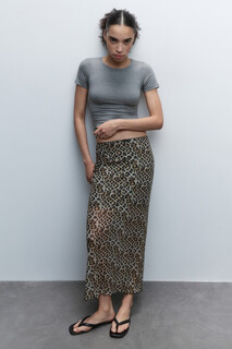 юбка женская Юбка миди из сетки с принтом и оборками Befree