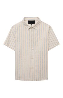 Рубашка из хлопка и льна Emporio Armani