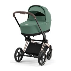 Коляска 2 в 1 CYBEX Priam IV Rosegold 2 в 1 цвет Leaf Green в комплекте со спальным блоком Lux Carry Cot