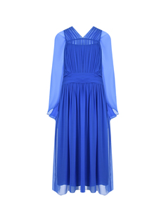 Синее шелковое платье с драпировкой Alberta Ferretti
